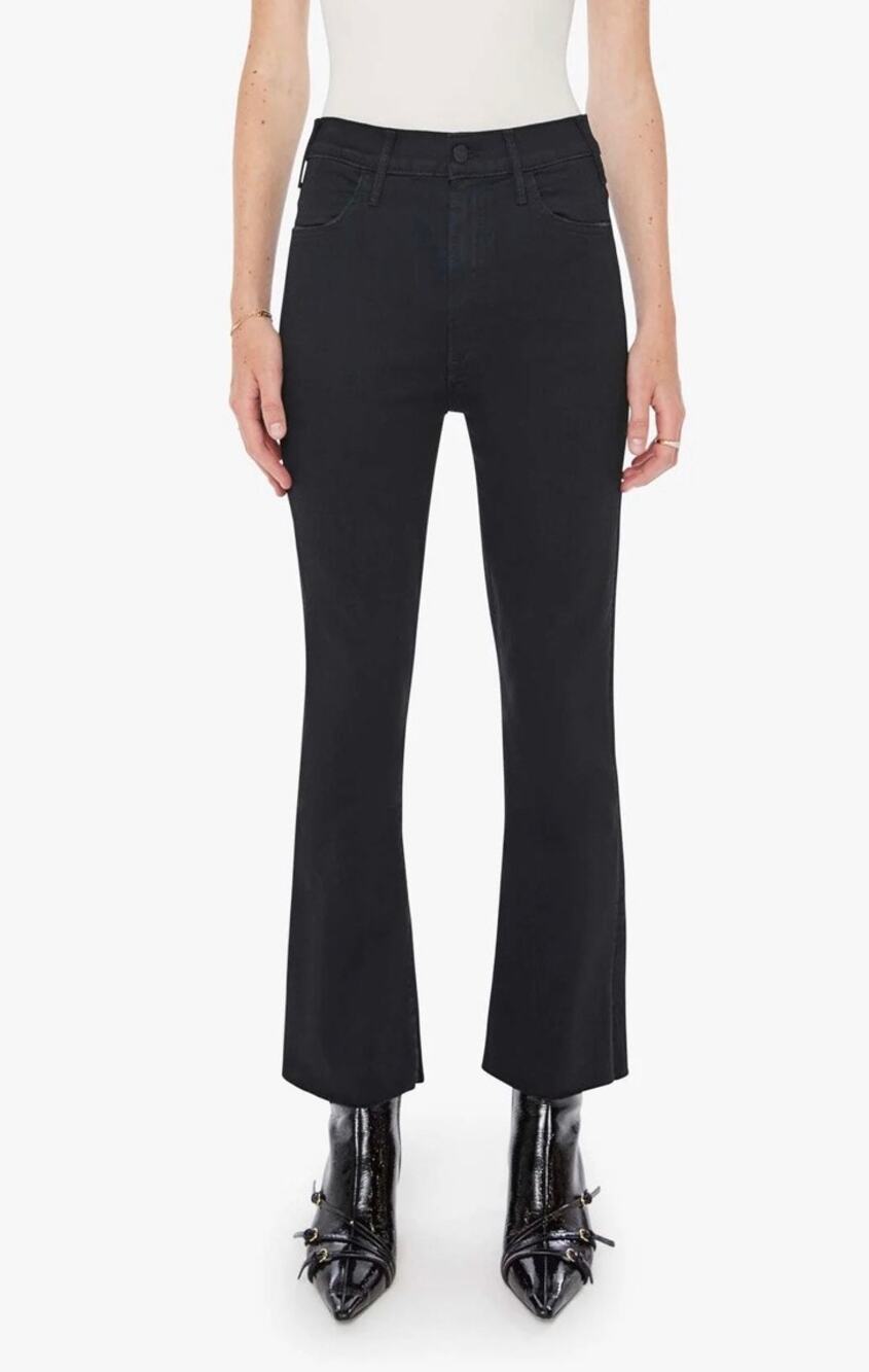 Mother High Waist Flare Ankle Length Hustler Ankle Fray Black Not Guilty size 30